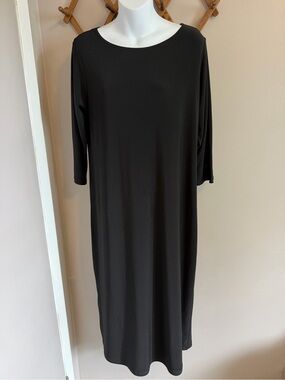 Sympli Black Single Side Slit Midi Dress 12